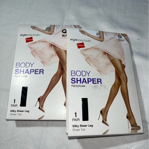 Hanes | Accessories | Hanes Body Shaper Black Silky Sheer Leg Sheer Toe ...